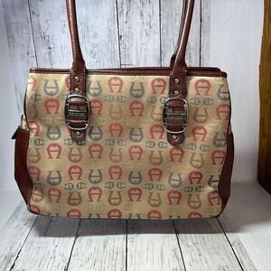 Etienne Aigner Handbag Women's Medium Brown Leather Logo Shoulder Purse Vintage